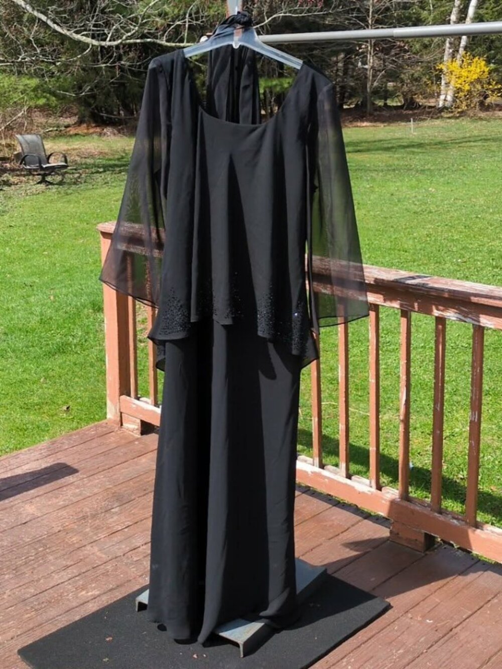 Vintage Beaded Chelsea Nites Black Evening Gown Plus Size 24W Glamour Formal